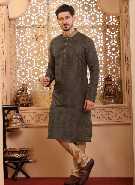 Mahendi Colour RAJPUTANA Exclusive Festive Wear Poly Jacquard Kurta Pajama Mens Collection RPTA-KP-4